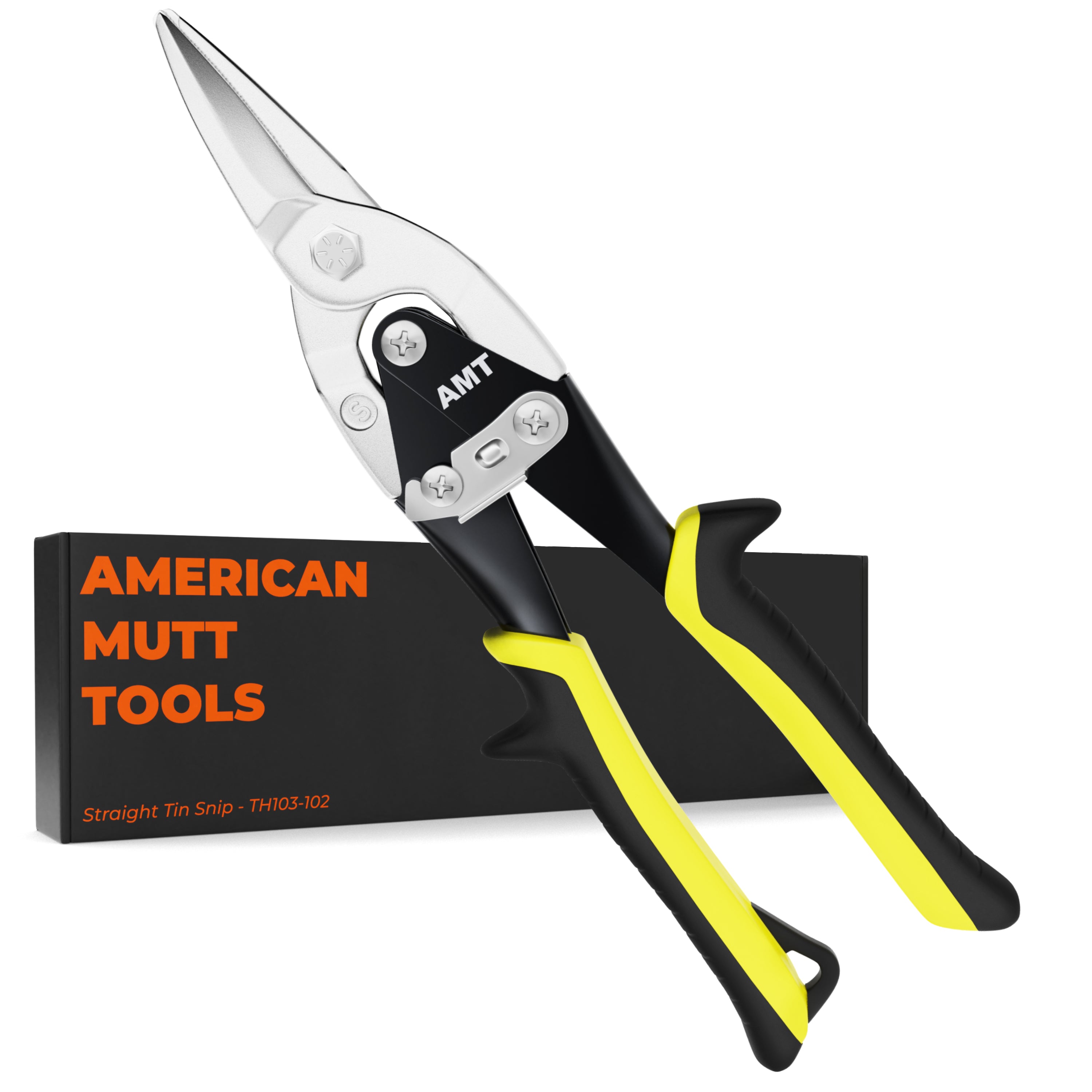 American Mutt Tools Professional 10 inch Compound Action Aviation Straight Cut Tin Snip