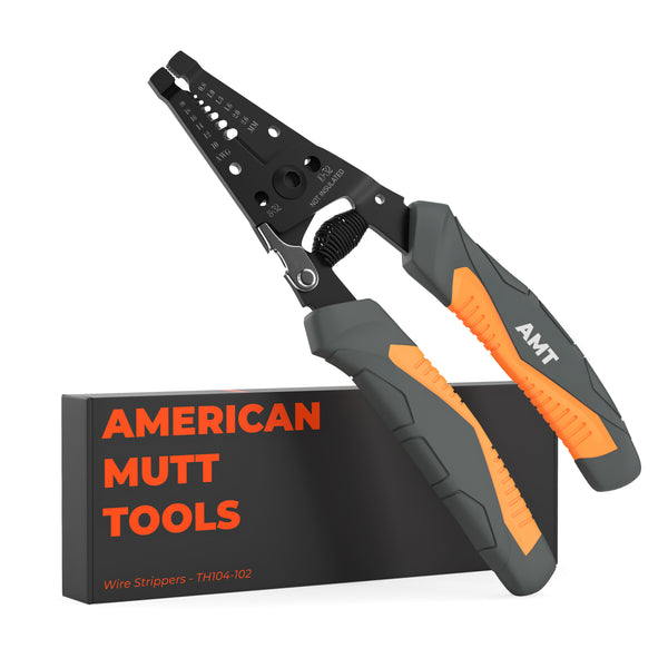 American Mutt Tools Electrical Wire Strippers – Wire Stripper Tool with Integrated Wire Cutter – Works For 20 – 10 AWG – Great Electrician Tools - American Mutt Tools