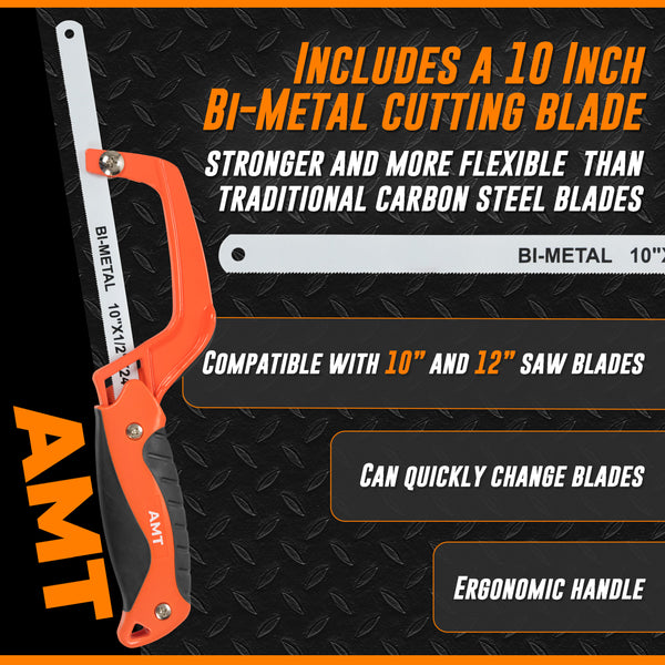 10" Mini Hacksaw for Metal – Compact Hack Saw with Bimetal Blade
