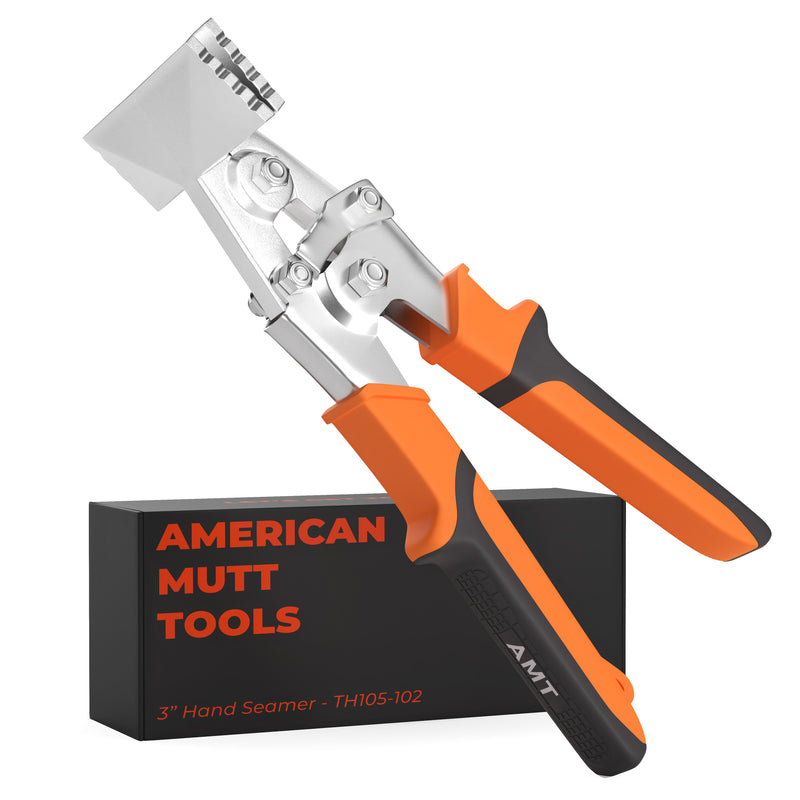 American Mutt Tools Sheet Metal Hand Seamer - 3 Inch Sheet Metal Bender with 1/4" Depth Markings - Great Metal Bending Tool for DIY, Gutters and HVAC - American Mutt Tools