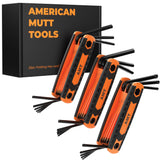 American Mutt Tools Folding Allen and Torx Wrench Set – A Durable and Ergonomic Allen Key Set that Includes Metric, SAE and Star Keys – 25pc Set - American Mutt Tools